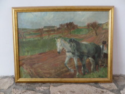 Udvary Pál (1900-1987) Szántás
