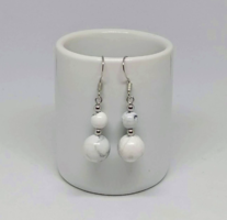 Howlit mineral pearl earrings