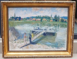 Miklós Kisgyörgy: detail of the Danube by boat