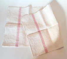 Régi konyhai textil vintage törölköző lenvászon csíkos konyharuha