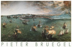 Pieter Bruegel Csata a Nápolyi öbölben 1552 művészeti plakát tengeri ütközet hajó vihar vitorlás