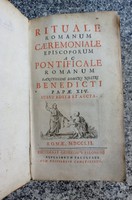 Rituale  Romanum ... Benedicti papae XIV. Római rituális szertartások Püspököknek 1752, Romae. Latin