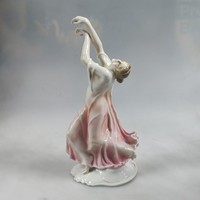 Porcelán figura, táncosnő, Karl Ens, Volkstedt
