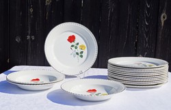Antik Francia Sarreguemines rózsa mintás rózsás 16 db-os tányérkészlet tányér újszerű állapot