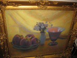Sándor Szűcs Tunyogi (1890 - 1974) table still life with apples and flowers