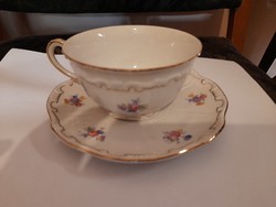 Zsolnay porcelán virágmintás csésze+ tányér