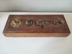 Antique brass pharmacy scales in original wooden holder from Ink László's legacy