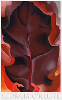 Modern művészeti plakát Georgia O'Keeffe Őszi falevelek 1926 vörös bíbor absztrakt minimalista tölgy