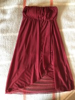 Elegant burgundy strapless Italian cocktail dress