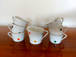 Old Hólloháza porcelain colorful polka dot coffee cup pourer retro mid century 7 mochas