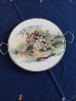 Beautiful genre-scene ceramic table centerpiece, coaster