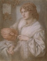 Dante rosetti - lady with fan - reprint