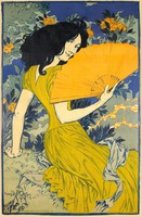Eugène grasset - yellow fan - reprint