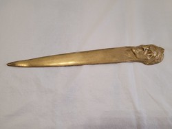 A gilded bronze leaf opener with a portrait of dante alighieri