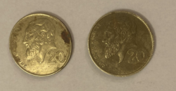2 db Ciprus 20 Cents 1992, 1993 érme - külföldi pénzérme