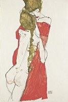 Egon Schiele mother and daughter, female nude reprint art print