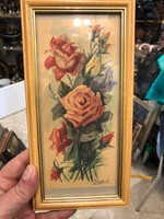 Bayer Ágost rózsa csendélete, akvarell, 20 x 12 cm-es nagyságú