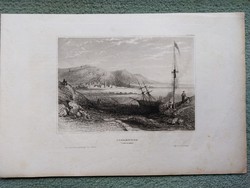 HOBARTTOWN (Vandiemensland); eredeti acelmetszet 1841. kiado: Hilburghausen