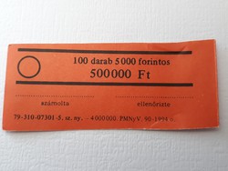 Bankjegy kötegelő szalag 5000 Ft - 100 darab retró, régi 5000 Forintos bankjegynek piros
