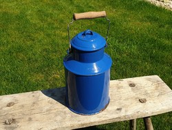 Enameled old vintage large 3 liter milk jug blue enamel jug 3 liters