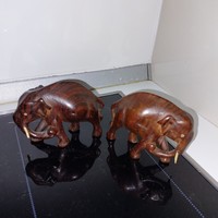 Carved elephant statue in pairs