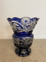 Bohemia polished blue crystal vase a13