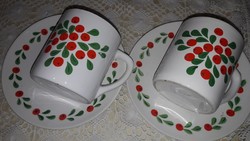 Granite, rosehips, rare mugs, with plate, breakfast set, 2pcs