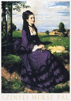 Szinyei merse pál purple dress woman 1874 art poster, pictures of classic hungarian painters