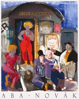 Aba-novák vilmos circus nepper 1930, art poster, traveling circus stunt chariot artist