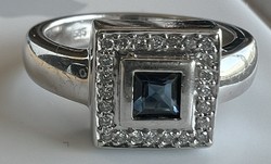 About 1 forint! White gold (6.6 grams) designer brilliant (0.12 ct) and sapphire (0.3 ct) rings!