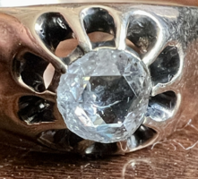 1 Forintról! Antik Magyar Szoliter Arany gyűrű Holland Rózsa csiszolású Gyémánttal (0,5 ct) 4,9 gr