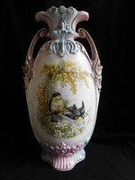 Antique Victorian austria monarchy contemporary vase with bird decor