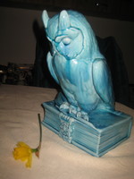Zsolnay  kék , alapmázas , tudós bagoly  32 cm