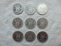 Hollandia 9 darab ezüst 1 gulden 9 x 10 gramm ezüst érmék