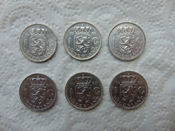 Hollandia 6 darab ezüst 1 gulden 6.5 gramm ezüst érmék