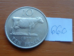 Guernsey 10 pence 1977 copper-nickel, (guernsey cows) 28.5 mm # 660