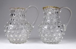 1I525 pair of old cam glass jugs circa 1850