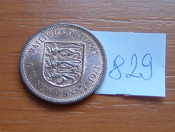Jersey 1 one new penny 1971 bronze, queen elizabeth ii, # 829
