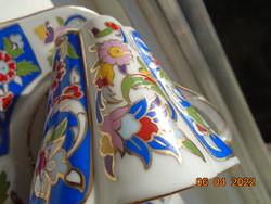 Kütahya 600-year-old Turkish ceramic center, gold-contoured floral pattern, flower goblet cup with coaster