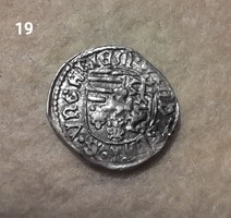 II. Ulászló denarius kh 19 ag silver, a rare version without an internal bead on the coat of arms.