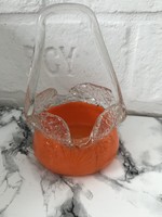 Glass basket holder in a special orange color