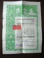 Régi irat dokumentum 1931 magyar királyi háztatrási tanfolyam bizonyítvány