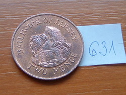 Jersey 2 pence 1987 l'hermitage, bronze # 631