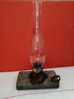 Old, portable, table petroleum lamp, works.