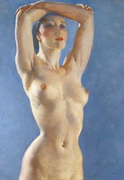 Álló női akt, festményről készült erotikus művészeti reprint nyomat