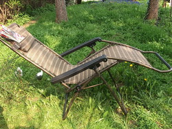 Sunbed-lounger-garden furniture, powder-coated steel frame, newspaper rack, wide armrest