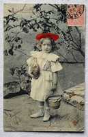 Antik francia üdvözlő  fotó mese  képeslap Piroska
