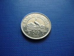 Uganda 50 cents / fifty cents 1976 bird! Rare!