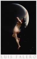 Luis Falero moon nymph 1883 painting art poster, standing female nude night fantasy mythology
