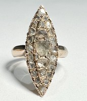 1 Forintról! Antik Holland Rózsa csiszolású Gyémánt (kb. 2 Ct) Sárga Arany (4,3 g) gyűrű!